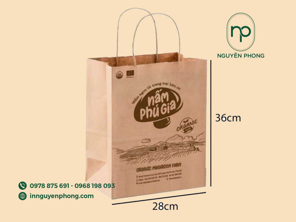 Mẫu túi giấy đựng nấm đơn giản 